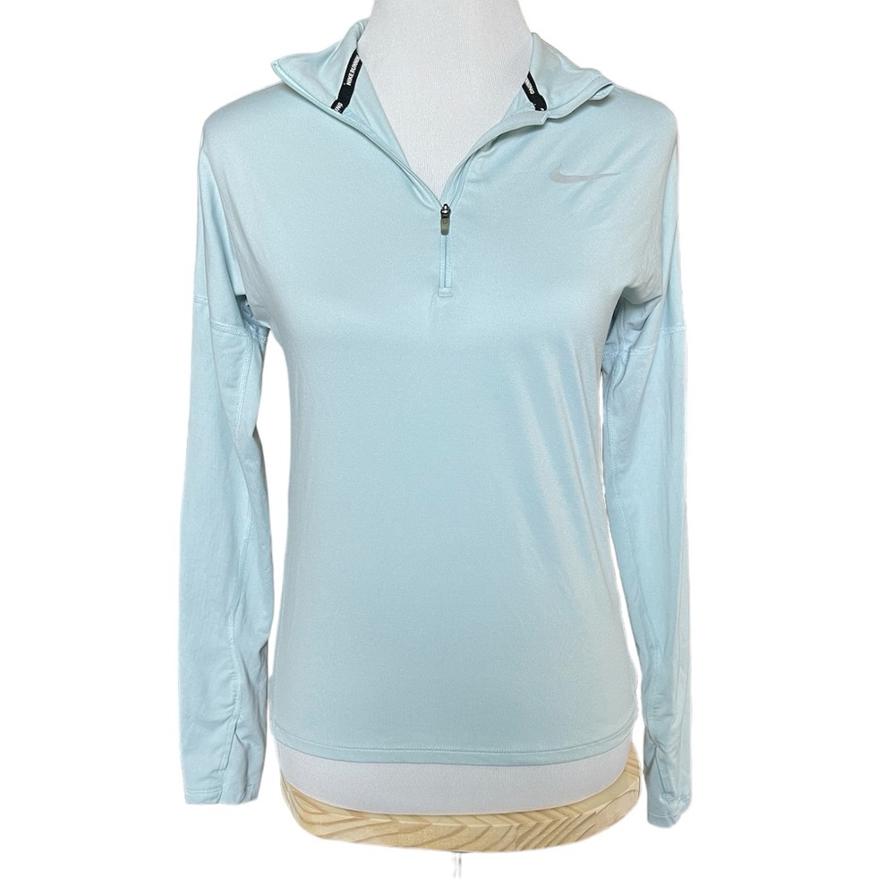 Nike Running baby blue lightweight 1/4 zip Dri-Fit jacket